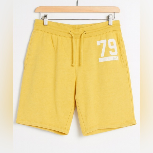 Vintage Y2K Old Navy Mens Yellow Drawstring‎ Sweat Shorts sz L 90's Comfortable - Picture 1 of 5